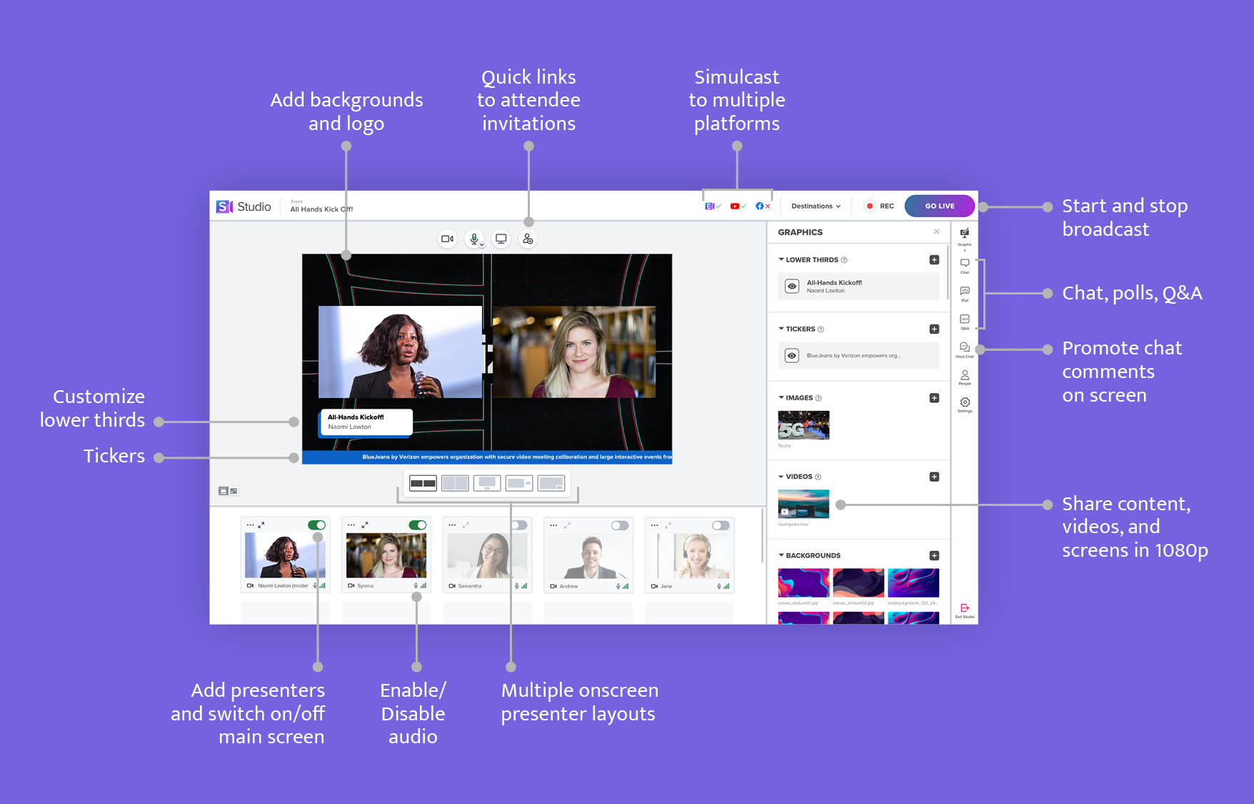 screenshot of BlueJeans Events
